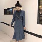 Ruffled Hem Shirtdress