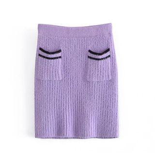 Mohair Knit Mini Pencil Skirt