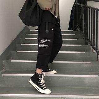 Letter Cargo Straight-fit Pants