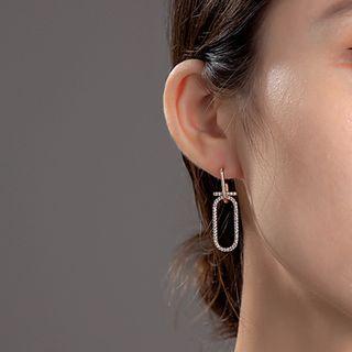 Non-matching Rhinestone Drop Earring 1 Pair - Rose Gold - One Size