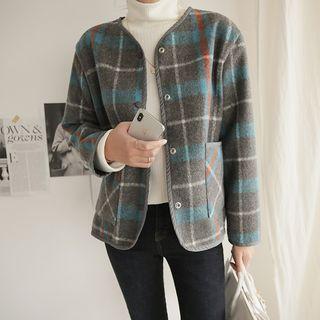 Wool Blend Check Jacket