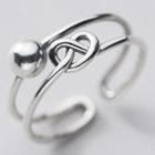925 Sterling Silver Knot & Bead Layered Open Ring S925 Silver Ring - One Size