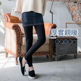 Inset Skirt Leggings Black - F