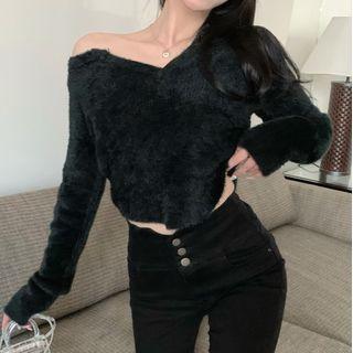Asymmetrical Henley Knit Crop Top