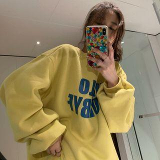 Fleece-lined Letter Printed Sweatshirt