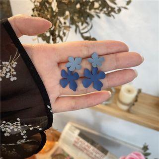 Floral Drop Earring 1 Pair - Ear Studs - Gradient Blue - One Size