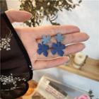 Floral Drop Earring 1 Pair - Ear Studs - Gradient Blue - One Size