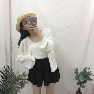 Set: Knitted Sleeveless Top + Cardigan