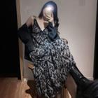 Spaghetti-strap Floral Print Midi A-line Dress / Denim Jacket