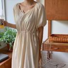 Drawcord Long Peasant Dress