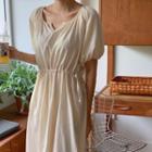 Drawcord Long Peasant Dress