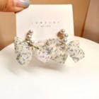 Floral Ribbon Sterling Silver Ear Stud 1pair - White - One Size