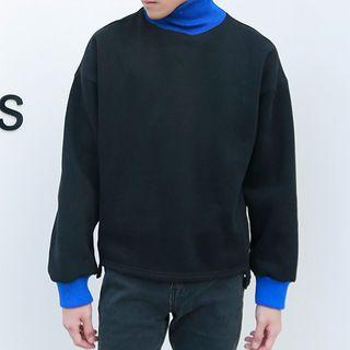 Mock Neck Color Panel Sweatshirt