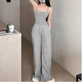 Strappy Cutout Camisole / Wide Leg Pants