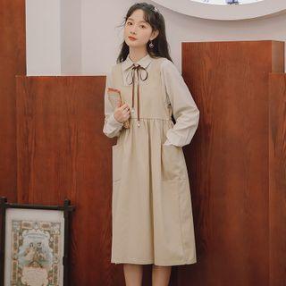 Set: Plain Shirt + Plain Pocketed Sleeveless Dress