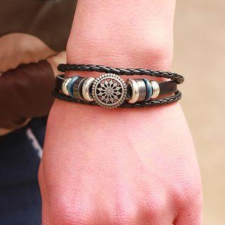 Alloy & Braided Faux Leather Layered Bracelet