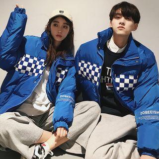 Couple Matching Check Panel Padded Jacket