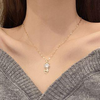Rhinestone Cat Necklace Yn152 - Gold - One Size