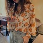 Floral Printed Shirt Orange & Almond - One Size