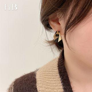Leopard Print Geometric Alloy Earring 1 Pair - 925 Silver Needle - Black & Khaki - One Size