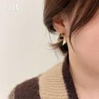 Leopard Print Geometric Alloy Earring 1 Pair - 925 Silver Needle - Black & Khaki - One Size