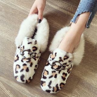 Leopard Print Furry Mules