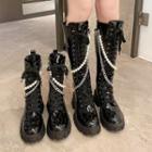 Platform Block Heel Lace Up Boots