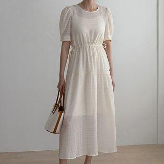 Tie-side Maxi Crinkled Dress
