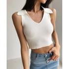 Collared V-neck Light Knit Top In 6 Colors