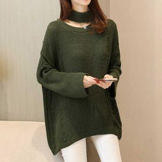 Plain Cut Out Neckline Sweater