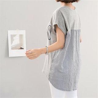 Lettering-front Stripe-back Top