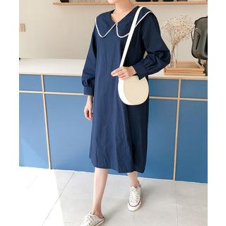 Wide-collar Shift Dress