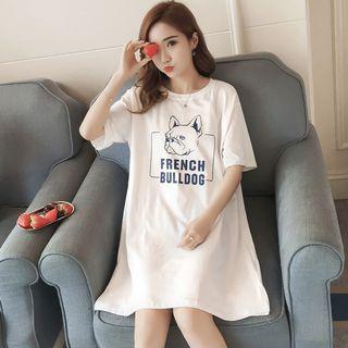 Printed Shirt-sleeve T-shirt Dress