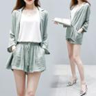 Set : Loose-fit Blazer + Plain Top + Shorts