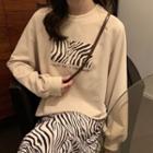 Zebra Print Midi Skirt / Sweatshirt