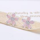 925 Sterling Silver Floral Stud Earring Pink - One Size