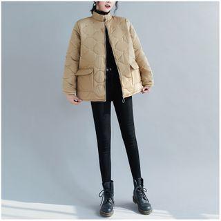 Argyle Stand Collar Padded Coat