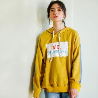 Embroidered Print Hoodie