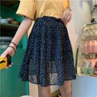 Dot Pleated Skirt Black - One Size