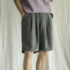 Plain Drawstring Knee-length Shorts