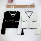Contrast Stitching Knit Jacket