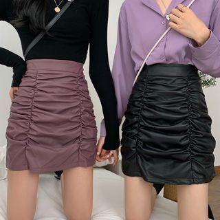 Fitted Ruched Mini Skirt