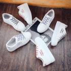 Letter Embroidered Platform Lace Up Sneakers