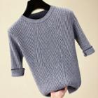 Elbow-sleeve Crew-neck Knit Top