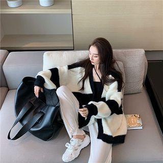 Two-tone Cardigan Black & White - One Size