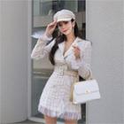 Double-breasted Tweed Mini Coatdress Beige - One Size