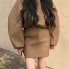 Puff-sleeve Blouse / Mini Skirt