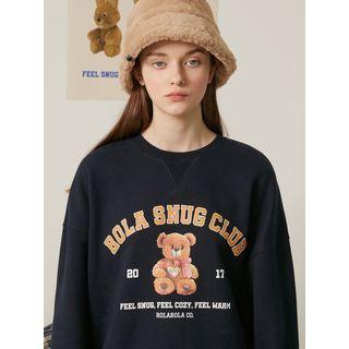 Rola Bear Printed Sweatshirt Navy Blue - One Size
