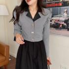 Notch Lael Plaid Single-breasted Jacket / Midi A-line Skirt