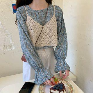 Floral Blouse / Knit Camisole Top